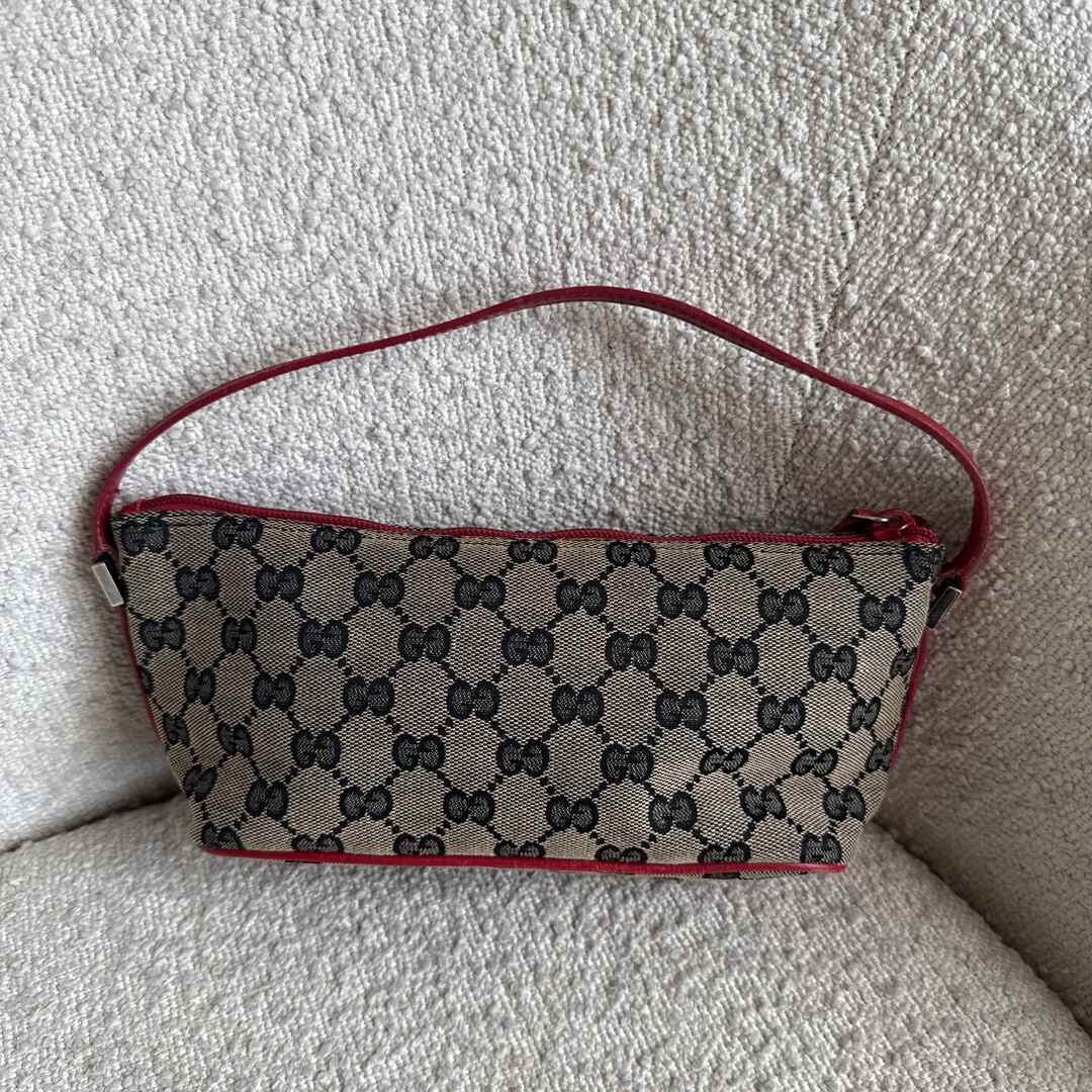 Gucci Monogram Red Boat Pochette Handbag