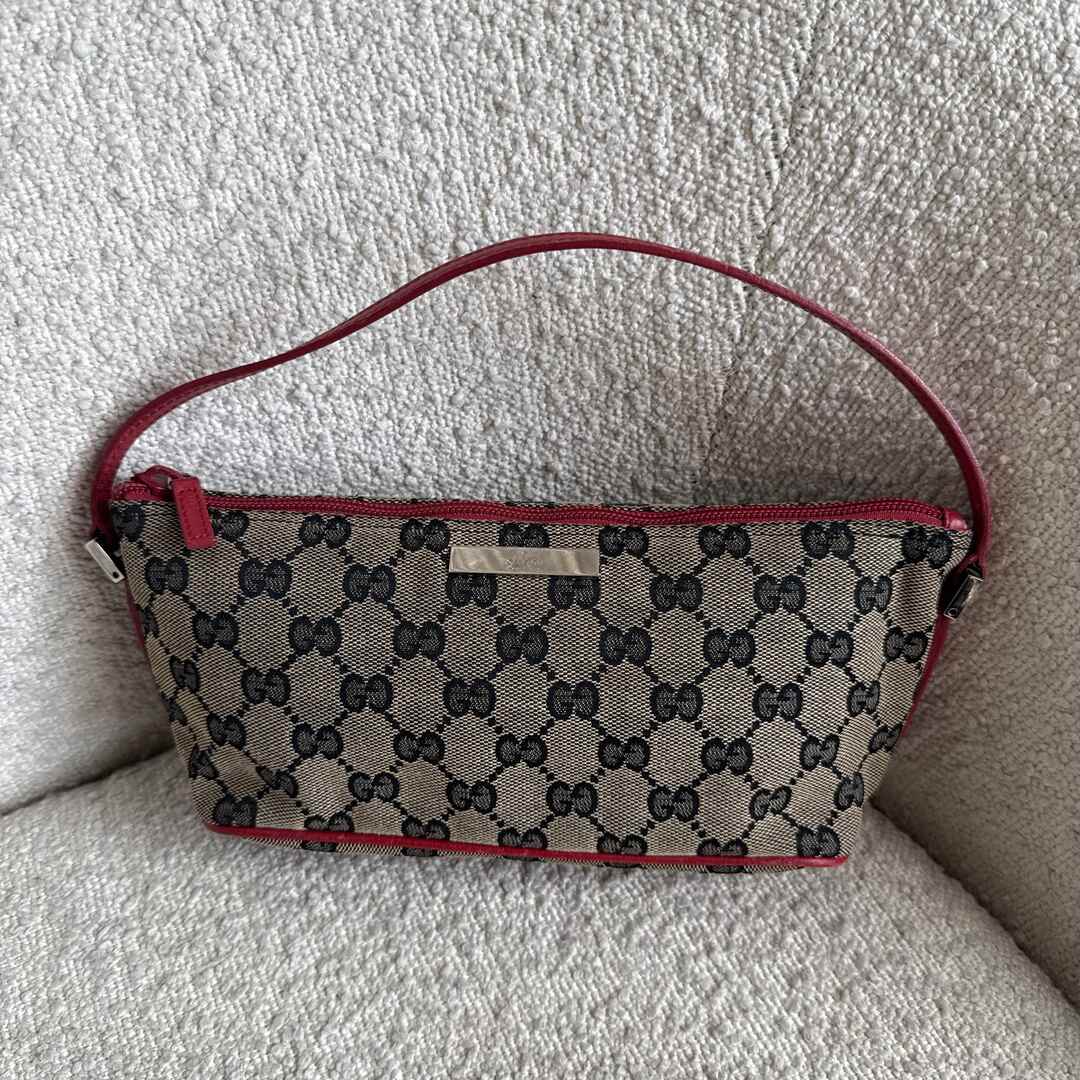 Gucci Monogram Red Boat Pochette Handbag