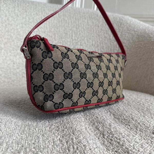 Gucci Monogram Red Boat Pochette Handbag