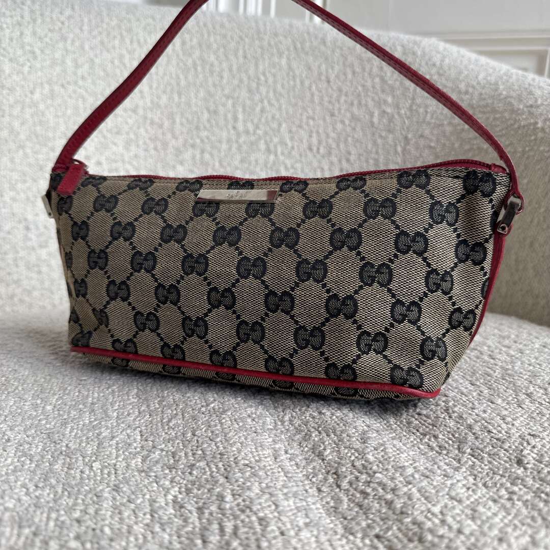 Gucci Monogram Red Boat Pochette Handbag