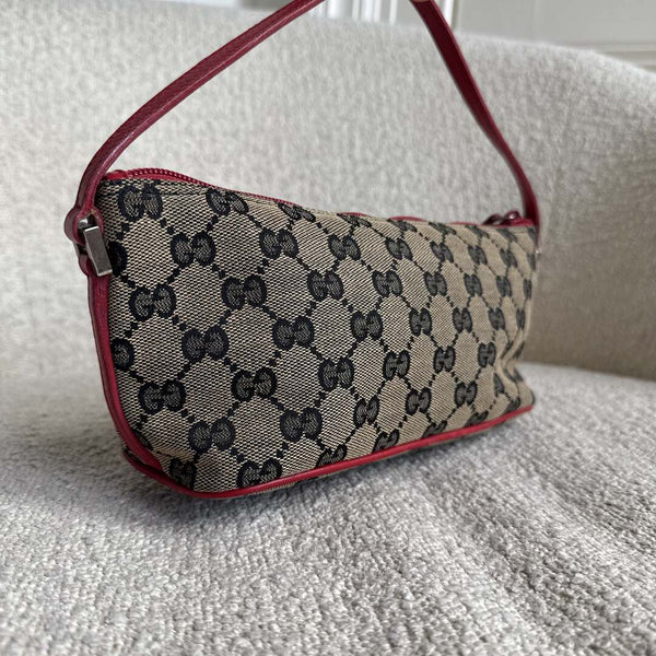 Gucci Monogram Red Boat Pochette Handbag