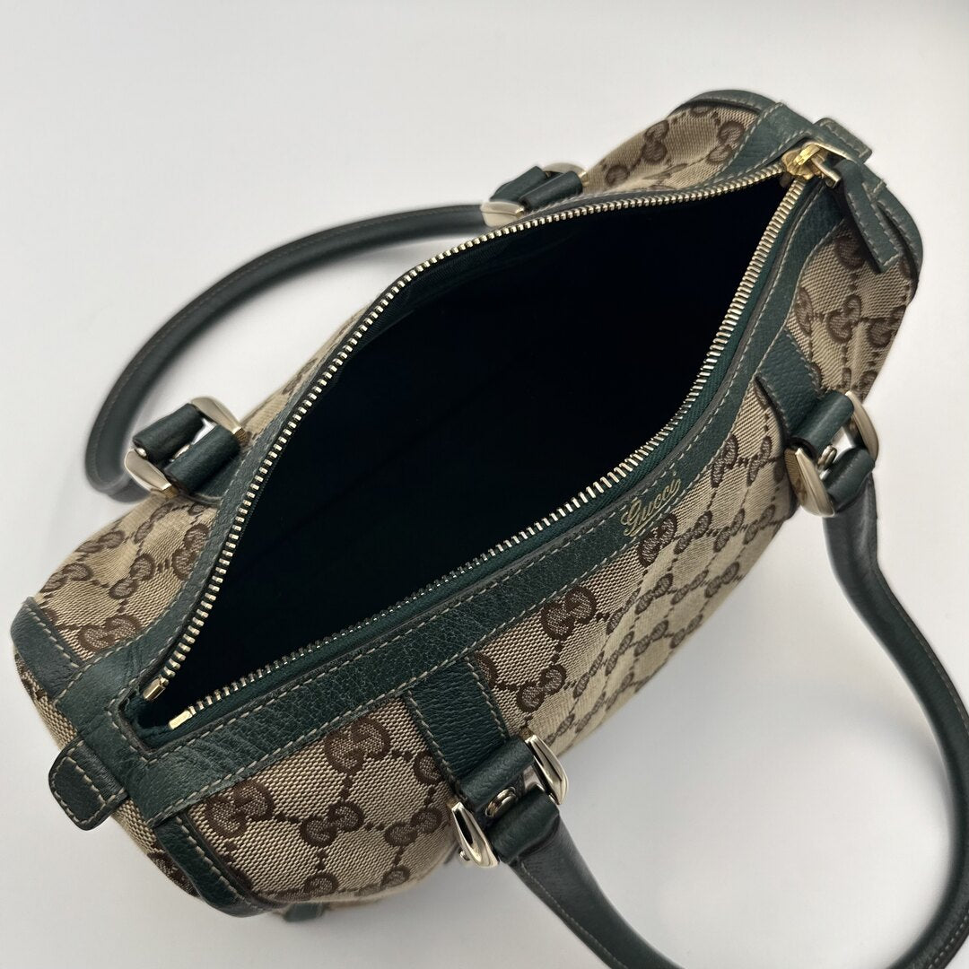 Gucci GG Canvas Abbey Boston Green Shoulder Bag