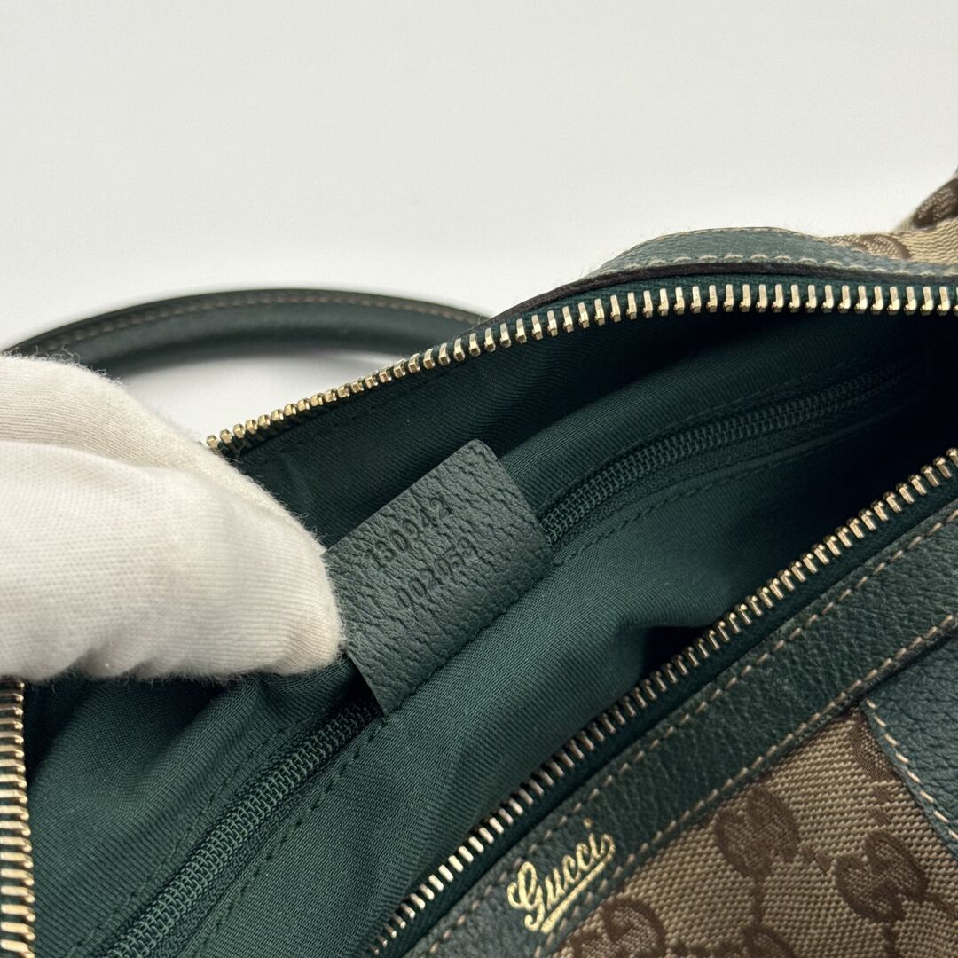 Gucci GG Canvas Abbey Boston Green Shoulder Bag