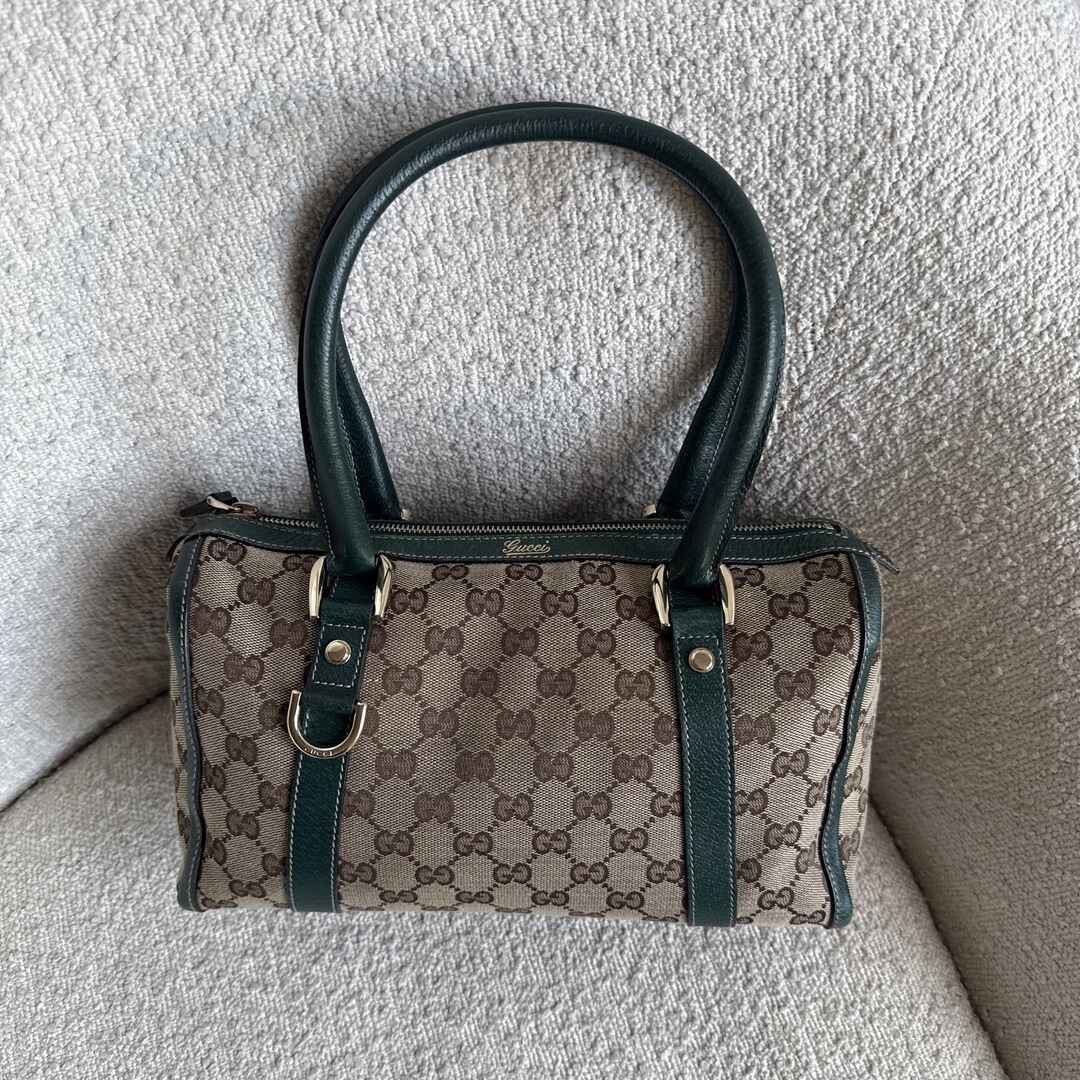 Gucci GG Canvas Abbey Boston Green Shoulder Bag