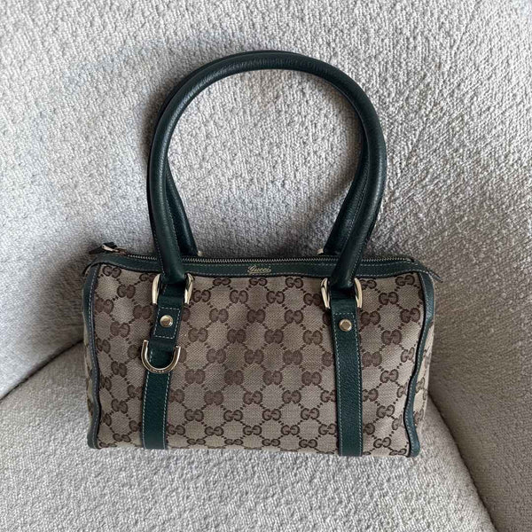 Gucci GG Canvas Abbey Boston Green Shoulder Bag