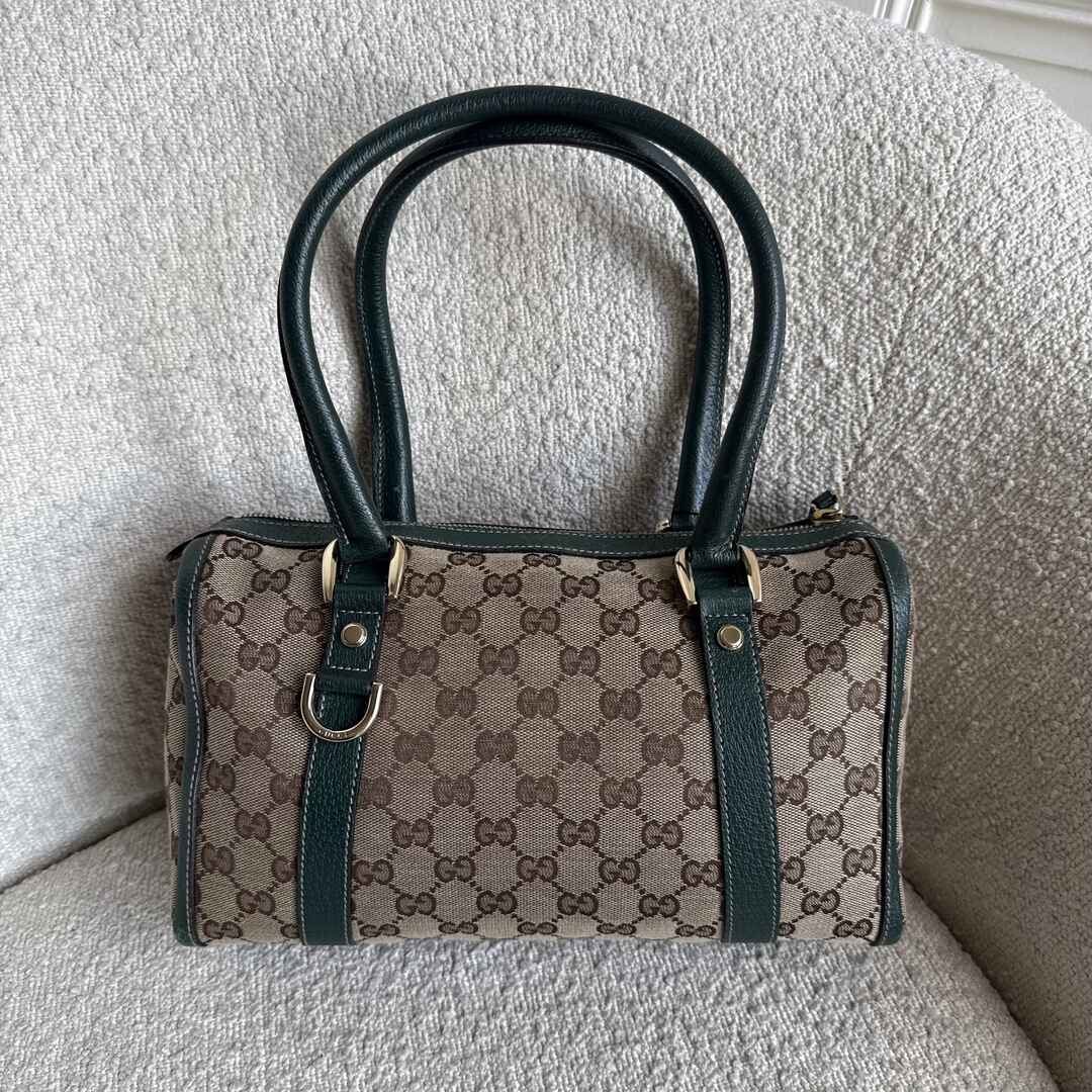 Gucci GG Canvas Abbey Boston Green Shoulder Bag
