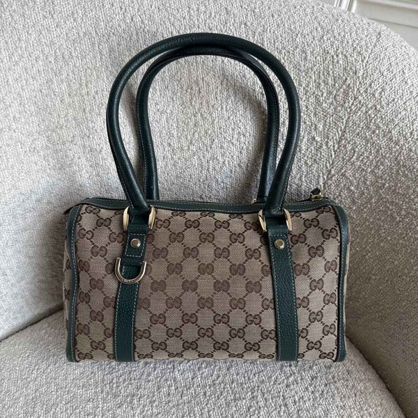 Gucci GG Canvas Abbey Boston Green Shoulder Bag
