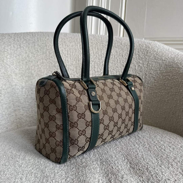 Gucci GG Canvas Abbey Boston Green Shoulder Bag