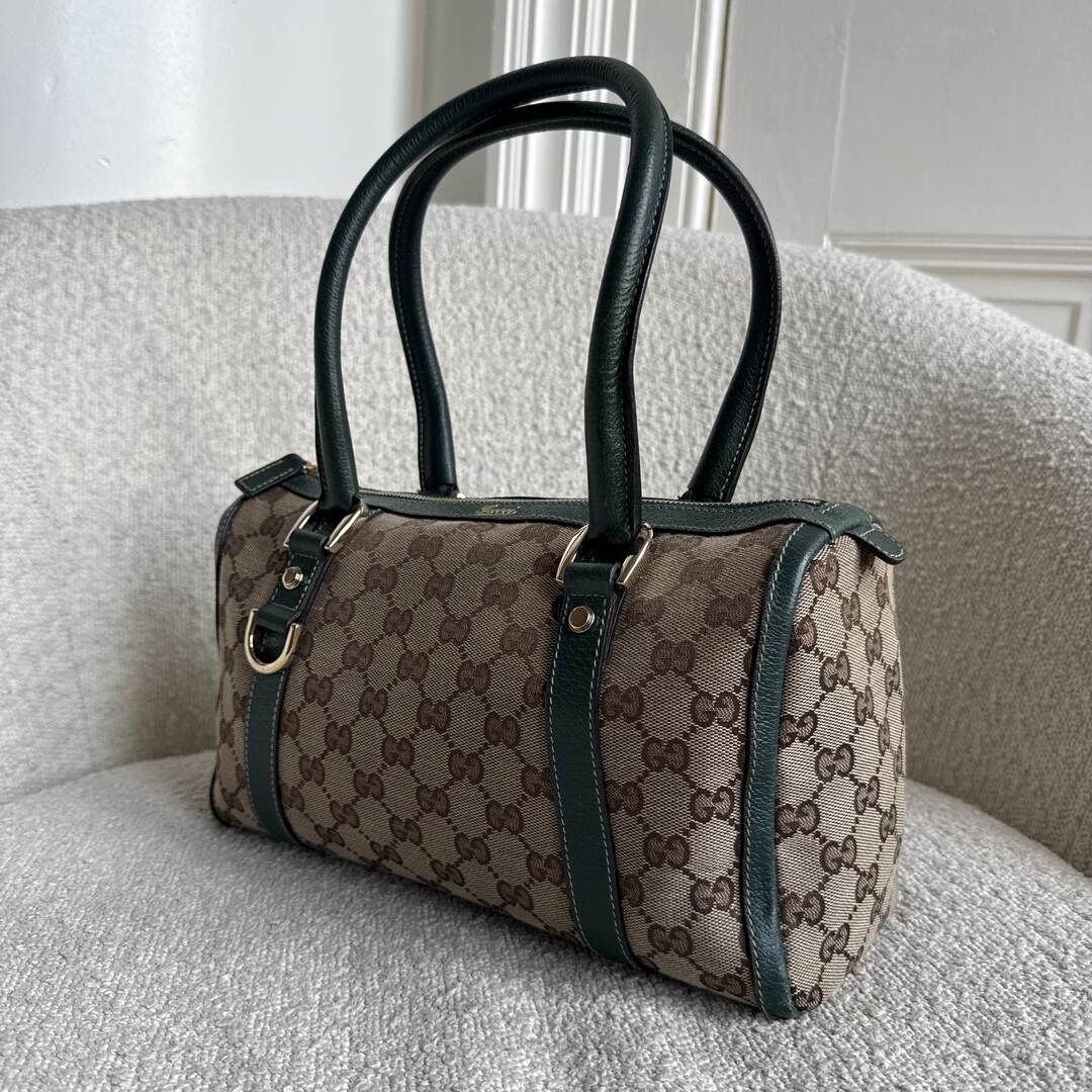 Gucci GG Canvas Abbey Boston Green Shoulder Bag