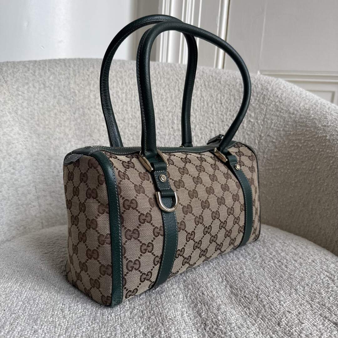 Gucci GG Canvas Abbey Boston Green Shoulder Bag