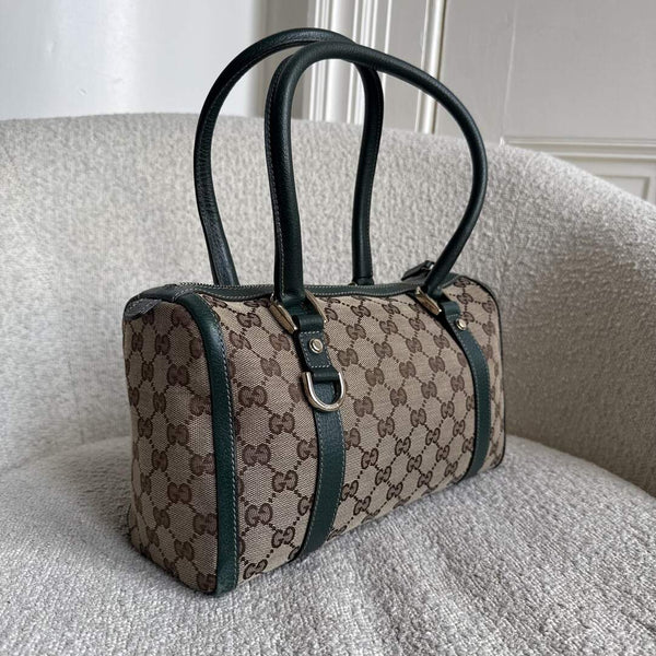 Gucci GG Canvas Abbey Boston Green Shoulder Bag