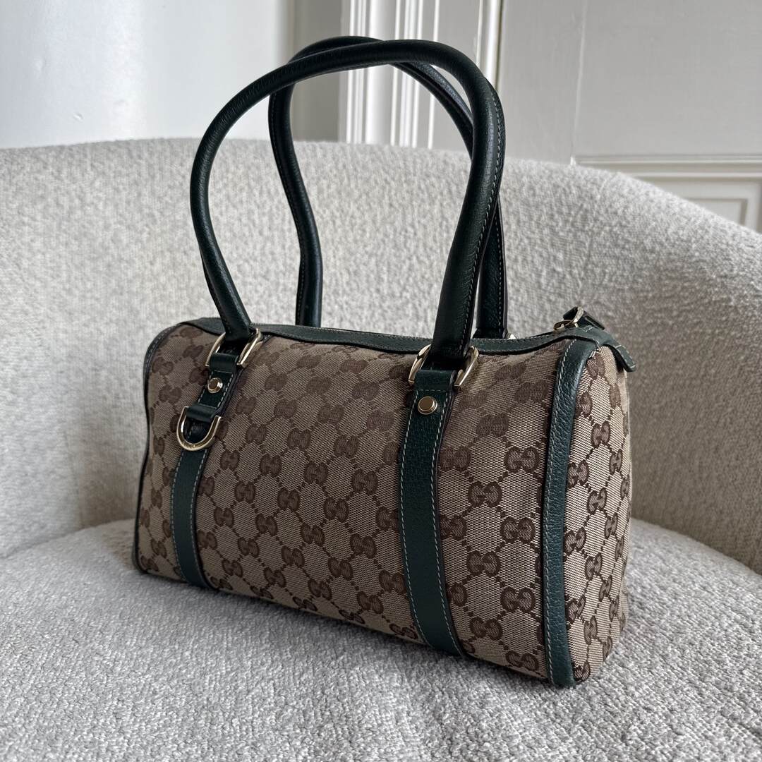 Gucci GG Canvas Abbey Boston Green Shoulder Bag