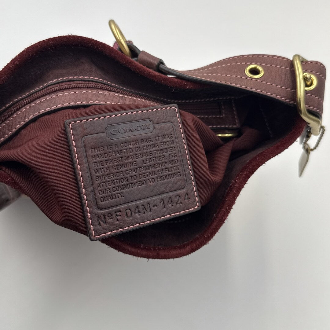 Coach Signature Hobo Buckle Burgundy Shoulder Bag