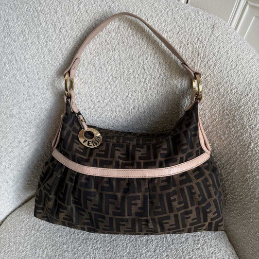 Fendi Zucca Charm Pink Shoulder Bag