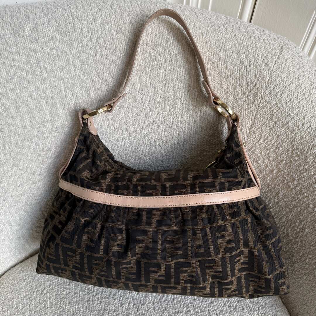 Fendi Zucca Charm Pink Shoulder Bag