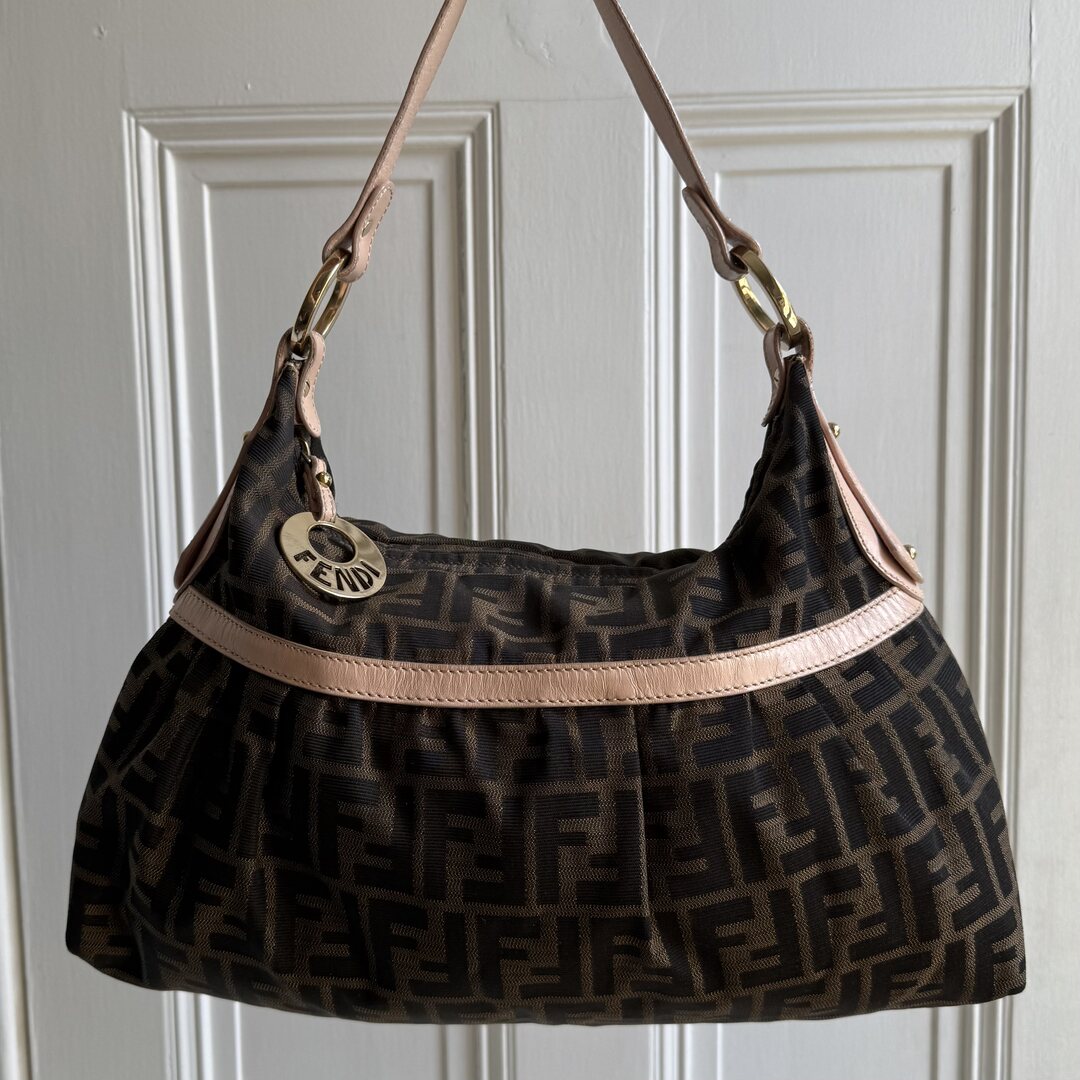 Fendi Zucca Charm Pink Shoulder Bag