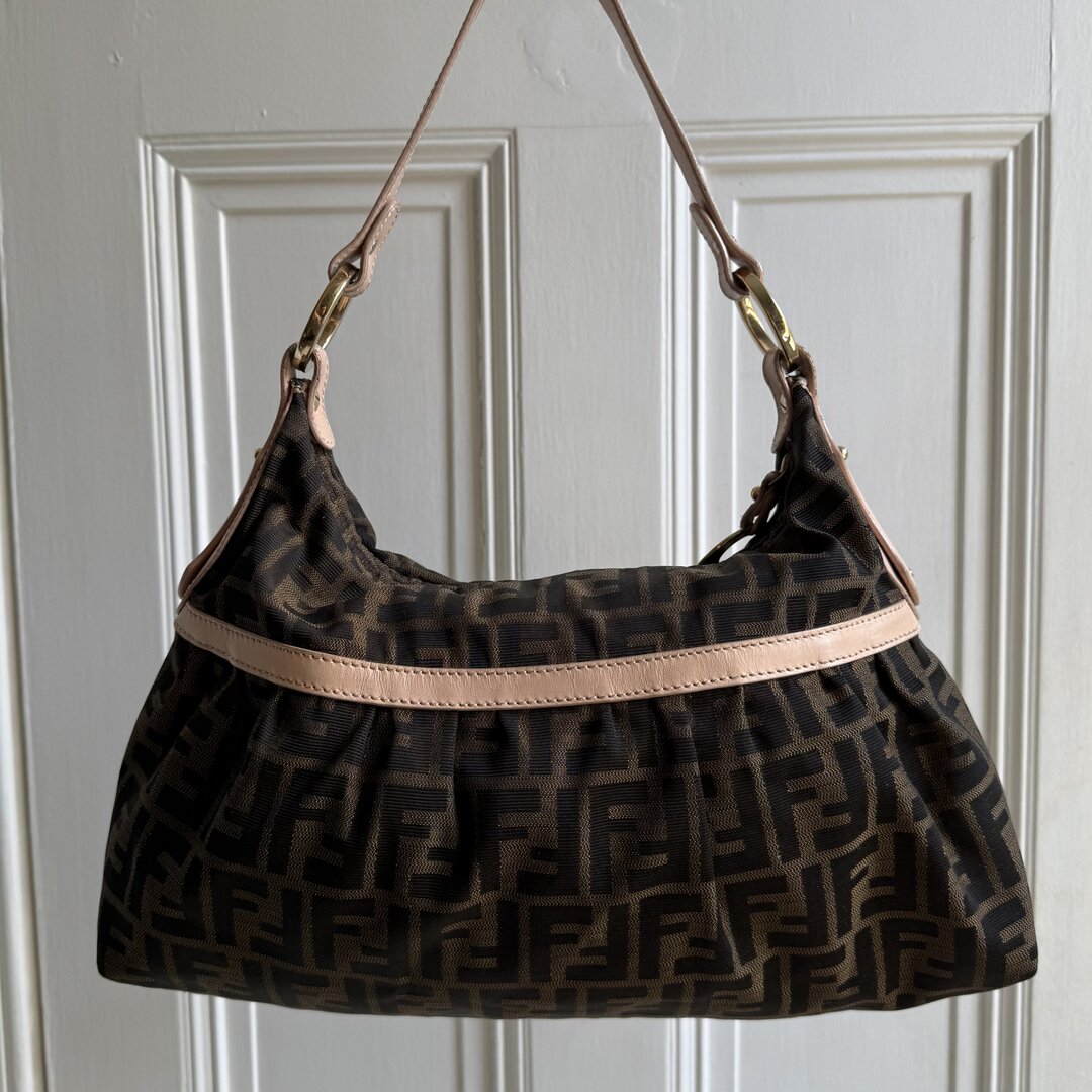 Fendi Zucca Charm Pink Shoulder Bag