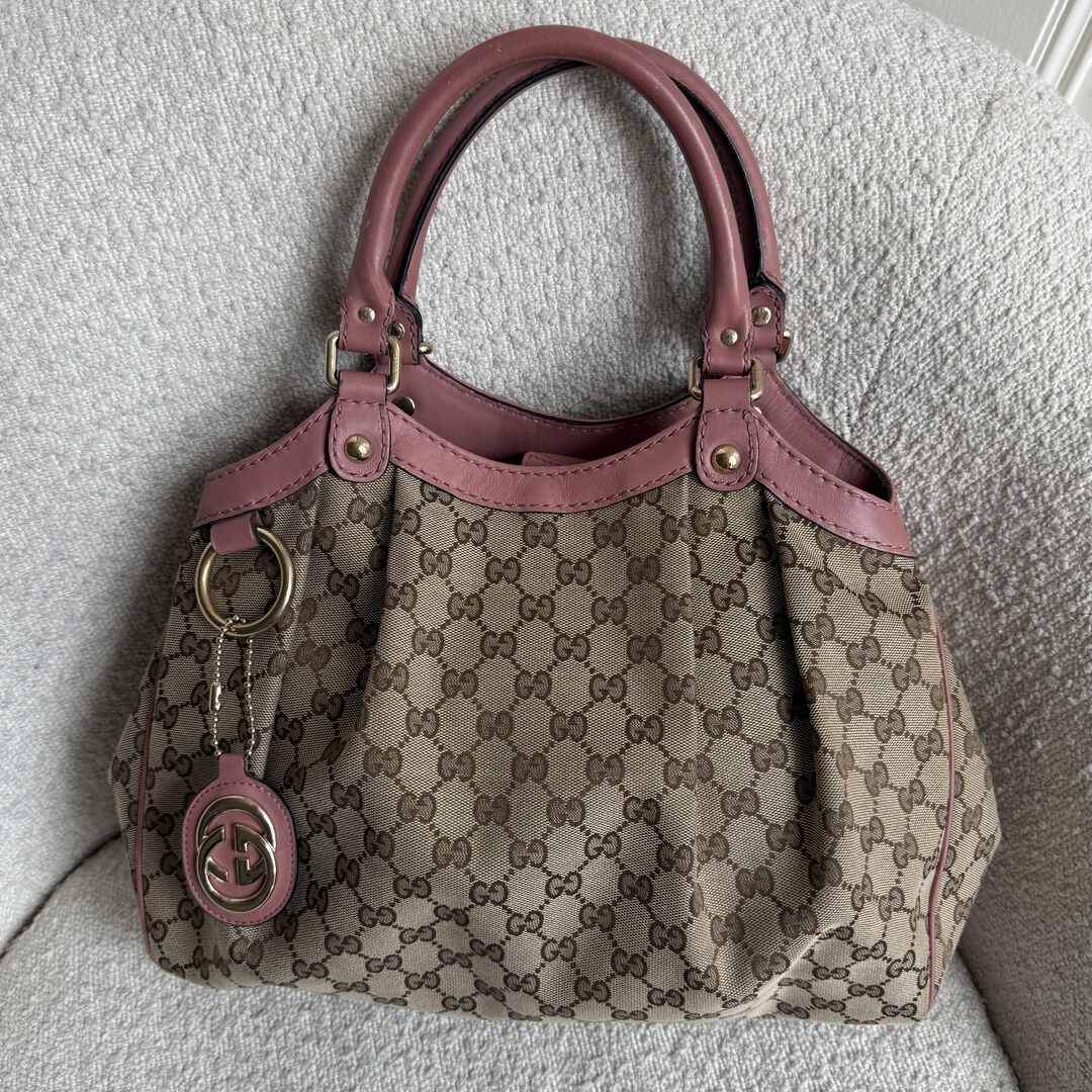 Gucci GG Canvas Sukey Pink Tote Bag