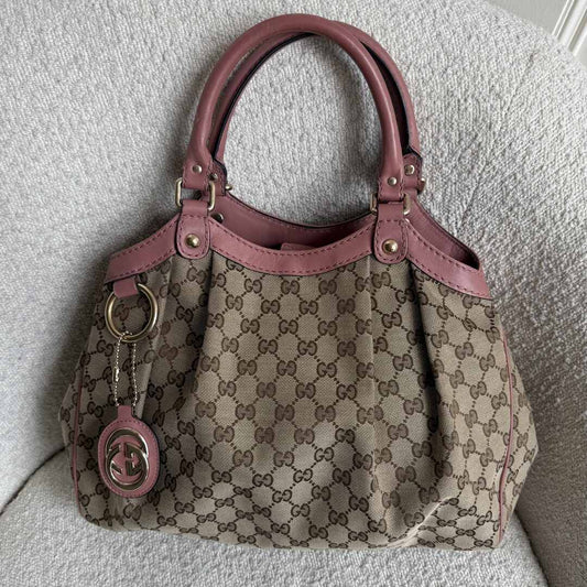 Gucci GG Canvas Sukey Pink Tote Bag