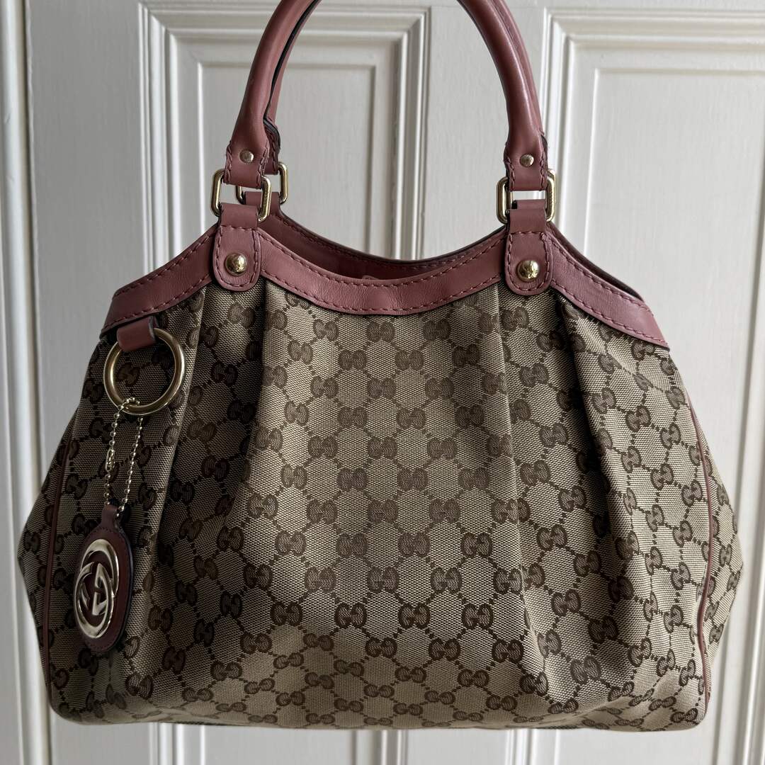 Gucci GG Canvas Sukey Pink Tote Bag