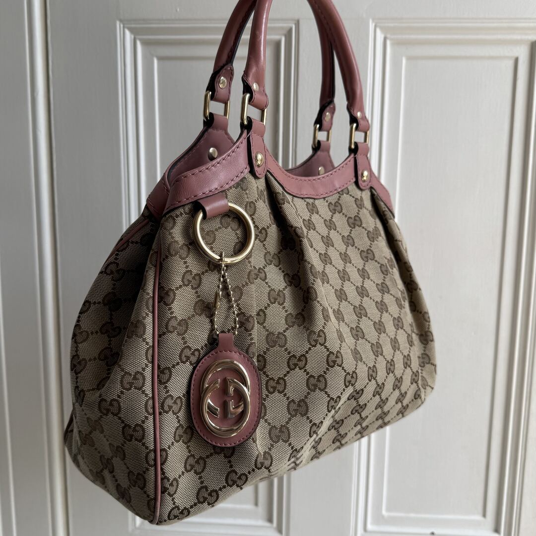 Gucci GG Canvas Sukey Pink Tote Bag