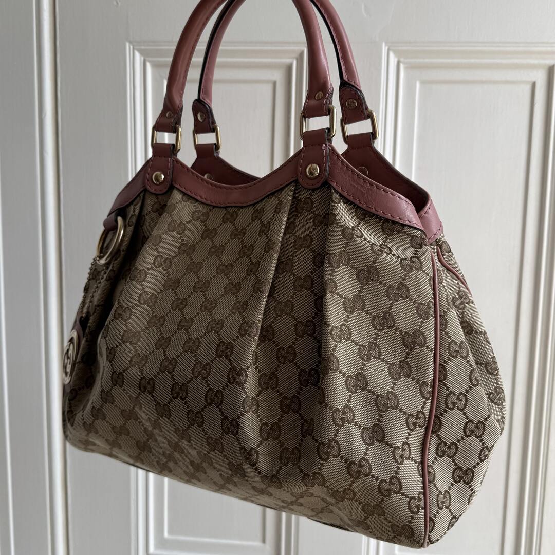 Gucci GG Canvas Sukey Pink Tote Bag