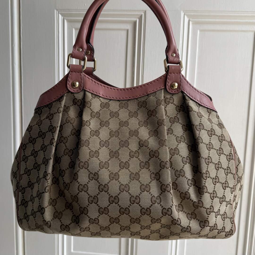 Gucci GG Canvas Sukey Pink Tote Bag