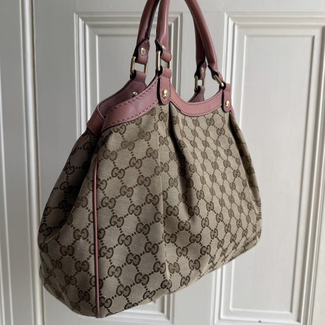 Gucci GG Canvas Sukey Pink Tote Bag