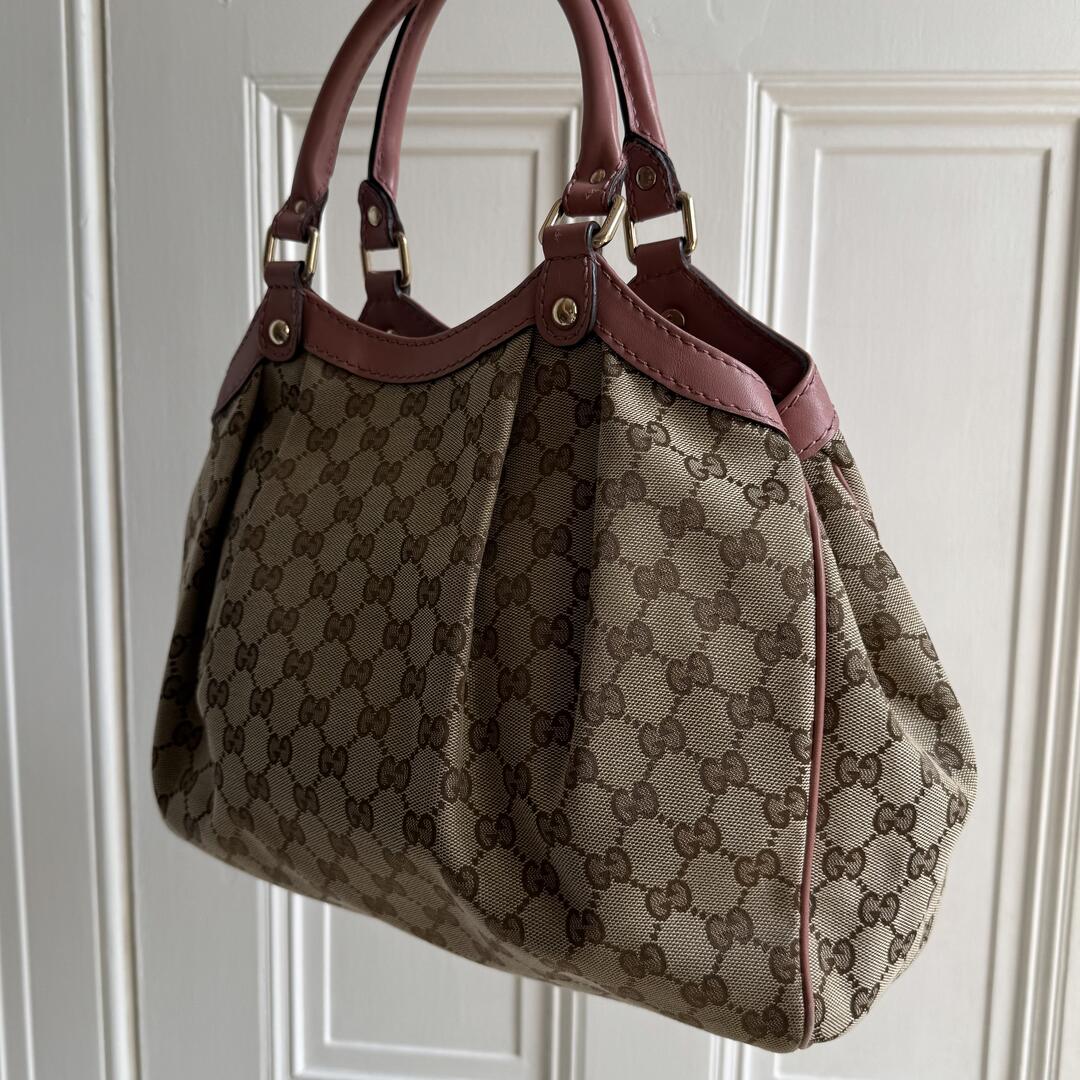 Gucci GG Canvas Sukey Pink Tote Bag