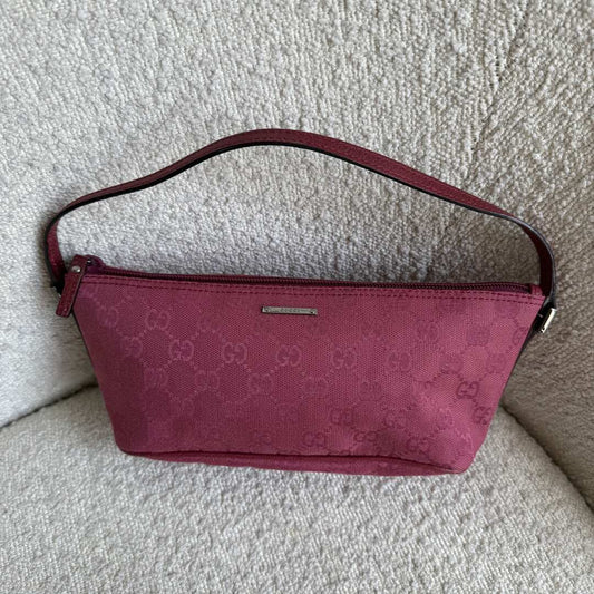 Gucci GG Monogram Pink Boat Pochette Handbag