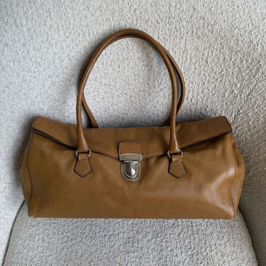 Prada Easy Leather Brown Shoulder Bag