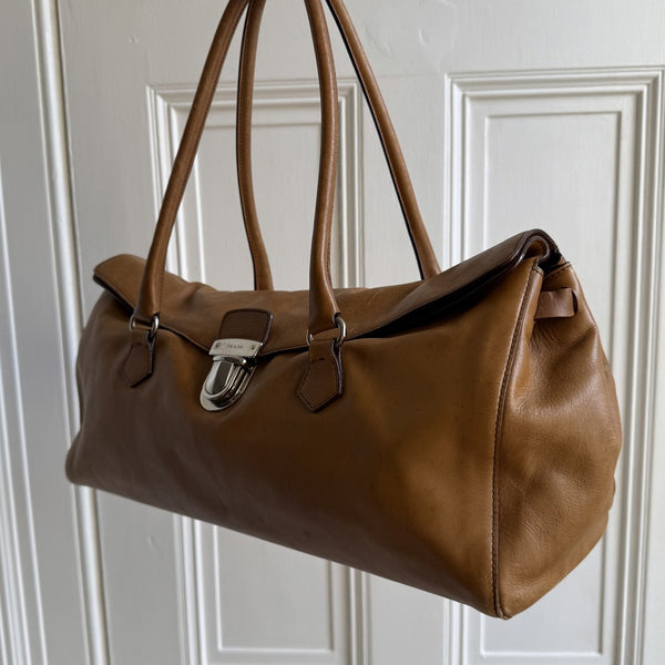 Prada Easy Leather Brown Shoulder Bag