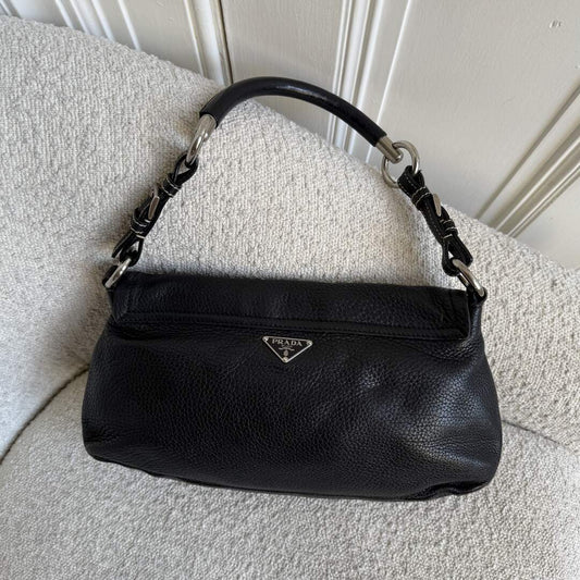 2004 Vitello Daino Black Leather Shoulder Bag