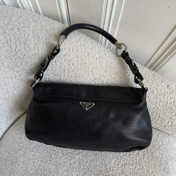 2004 Vitello Daino Black Leather Shoulder Bag