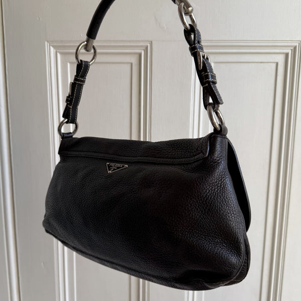 2004 Vitello Daino Black Leather Shoulder Bag