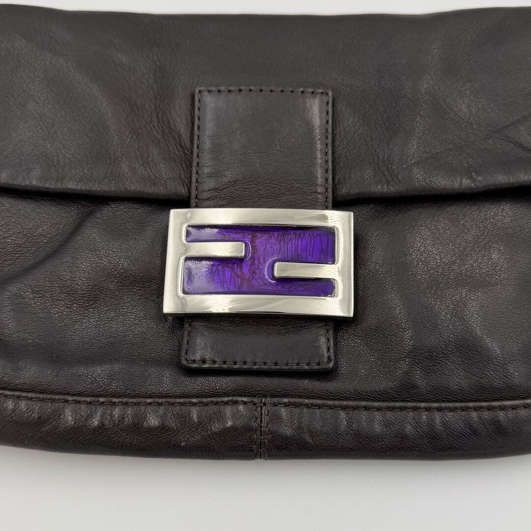 Fendi Mamma Baguette Dark Brown Leather Shoulder Bag