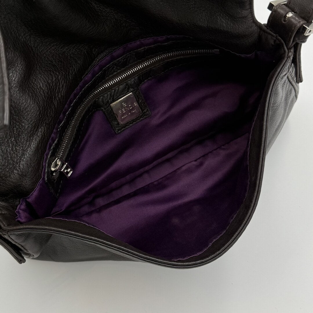Fendi Mamma Baguette Dark Brown Leather Shoulder Bag