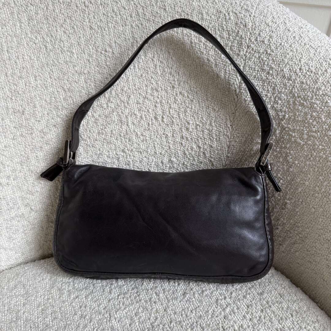 Fendi Mamma Baguette Dark Brown Leather Shoulder Bag