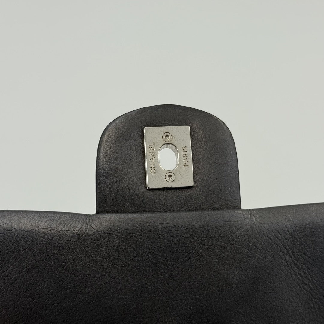 2011 Chanel Wild Stitch Metallic Grey Silver Chain Flap Bag