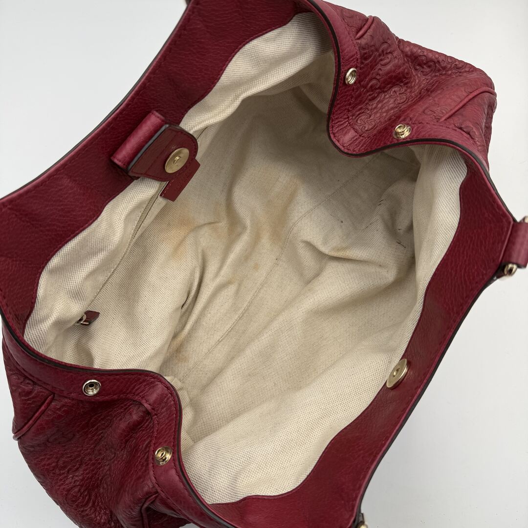 Gucci Guccissima Sukey Leather Red Tote Bag