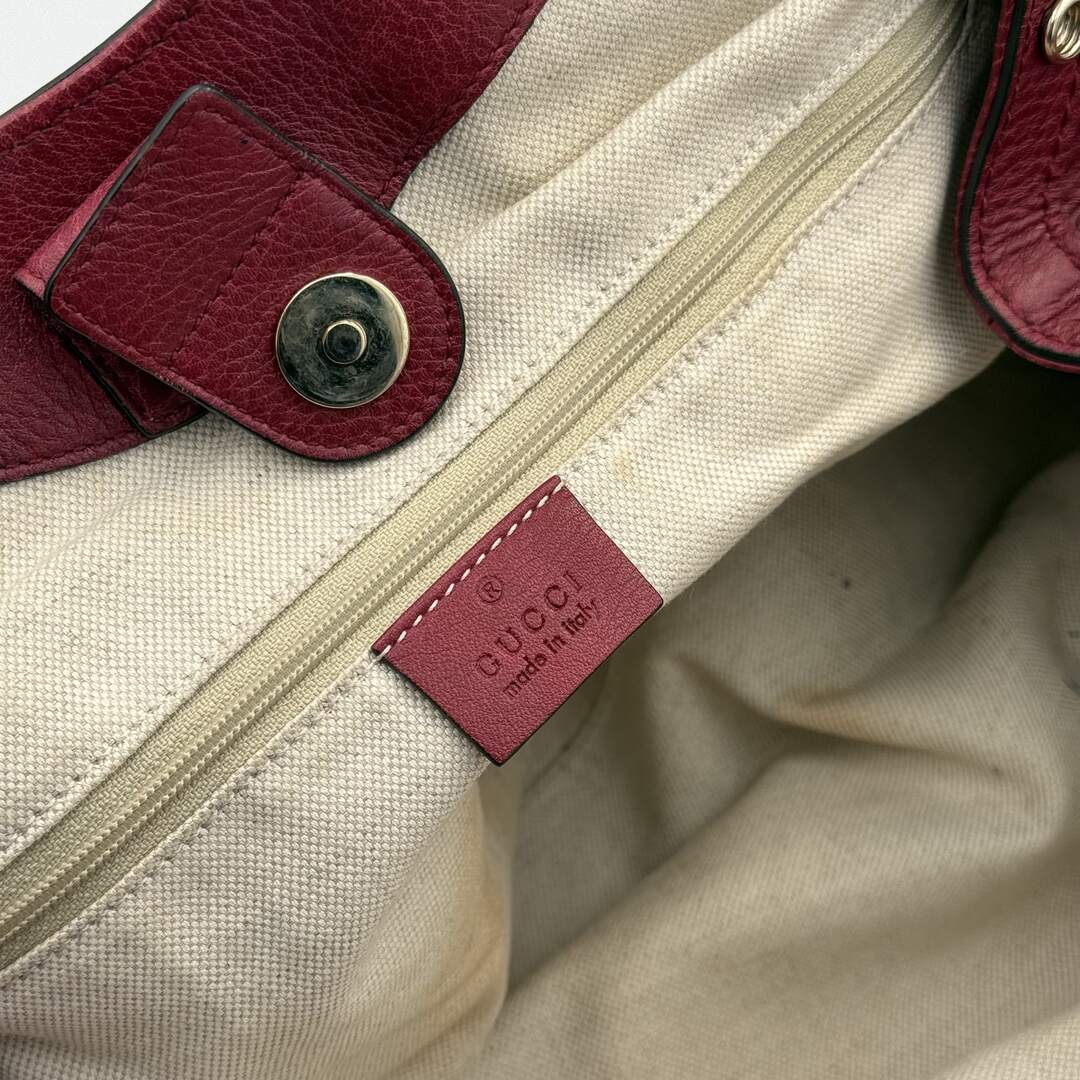 Gucci Guccissima Sukey Leather Red Tote Bag