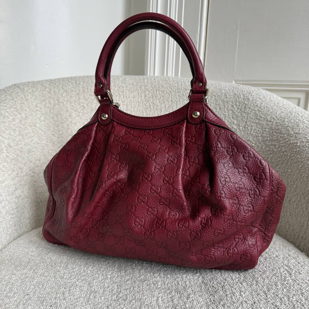 Gucci Guccissima Sukey Leather Red Tote Bag