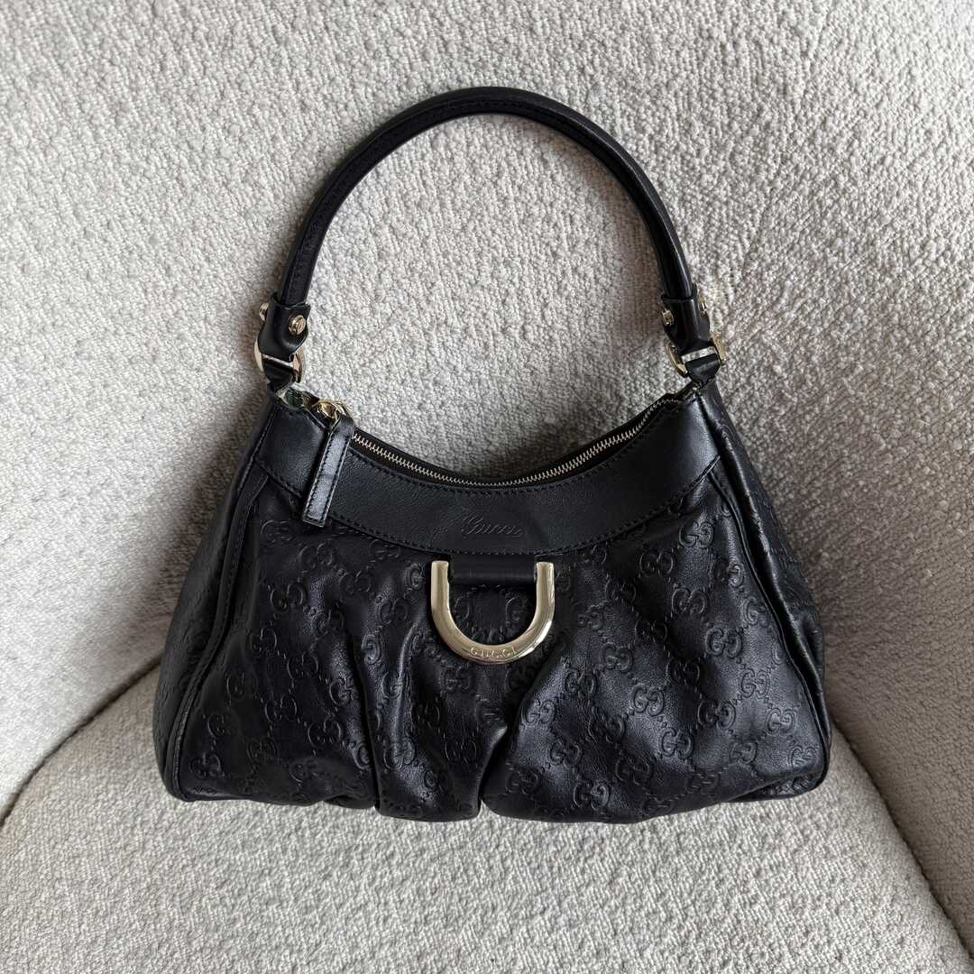 Gucci Guccissima Abbey Leather Black Shoulder Bag
