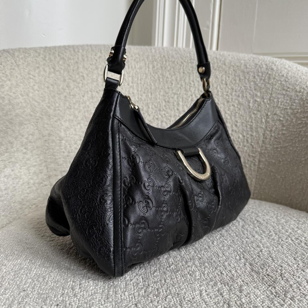 Gucci Guccissima Abbey Leather Black Shoulder Bag