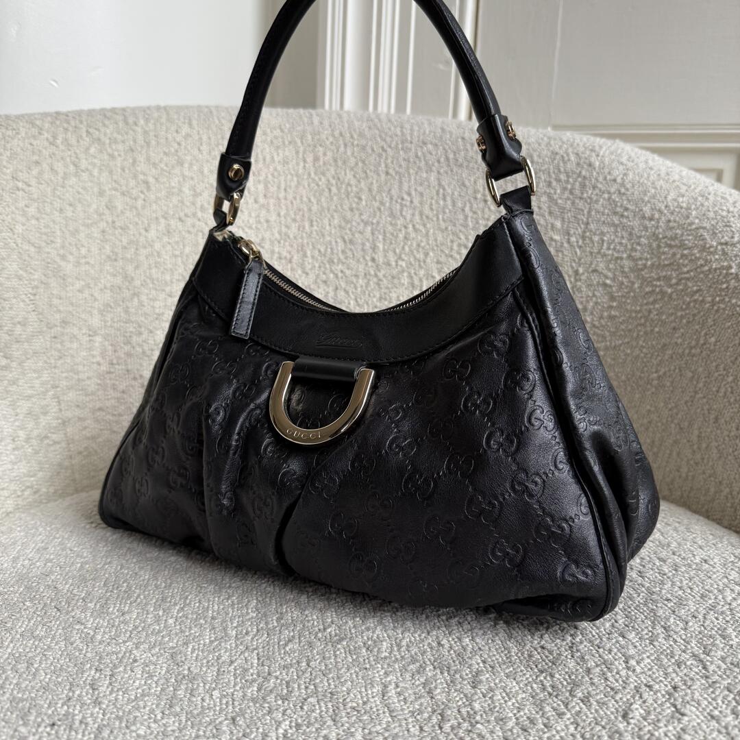 Gucci Guccissima Abbey Leather Black Shoulder Bag