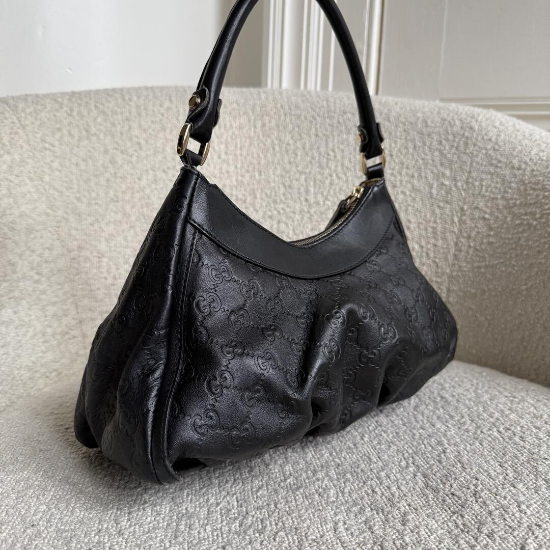 Gucci Guccissima Abbey Leather Black Shoulder Bag