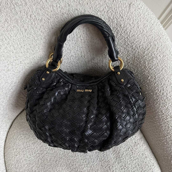 Miu Miu Quilted Leather Black Shoulder Bag