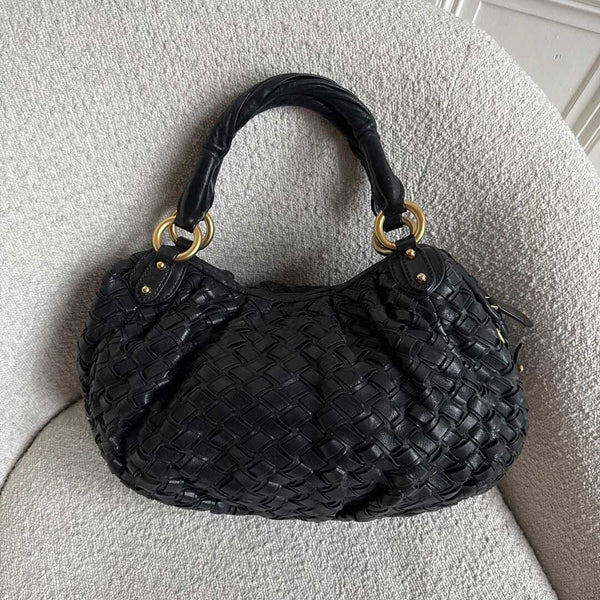 Miu Miu Quilted Leather Black Shoulder Bag