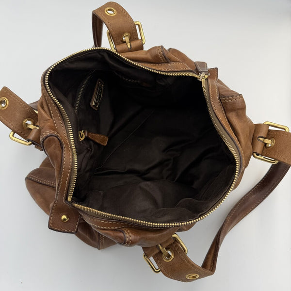 Miu Miu Buckle Leather Brown Tote Bag