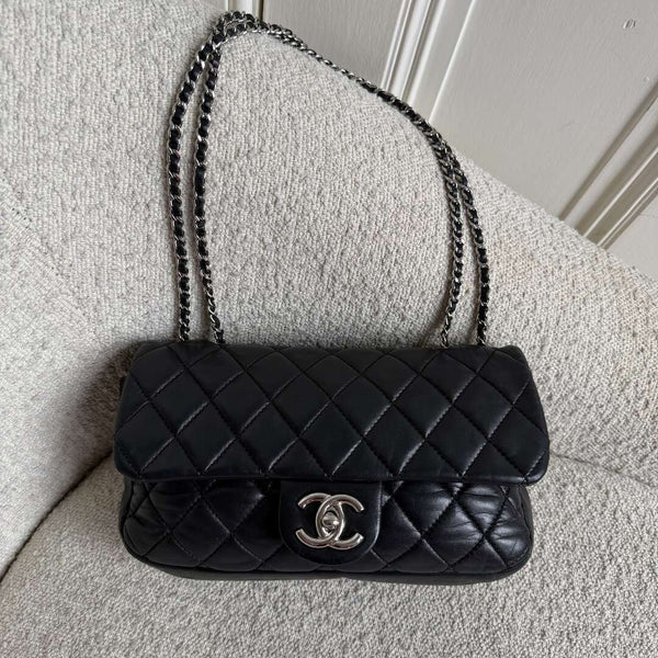 2010 Chanel Classic Coco Rain Quilted Black Leather Shoulder Bag